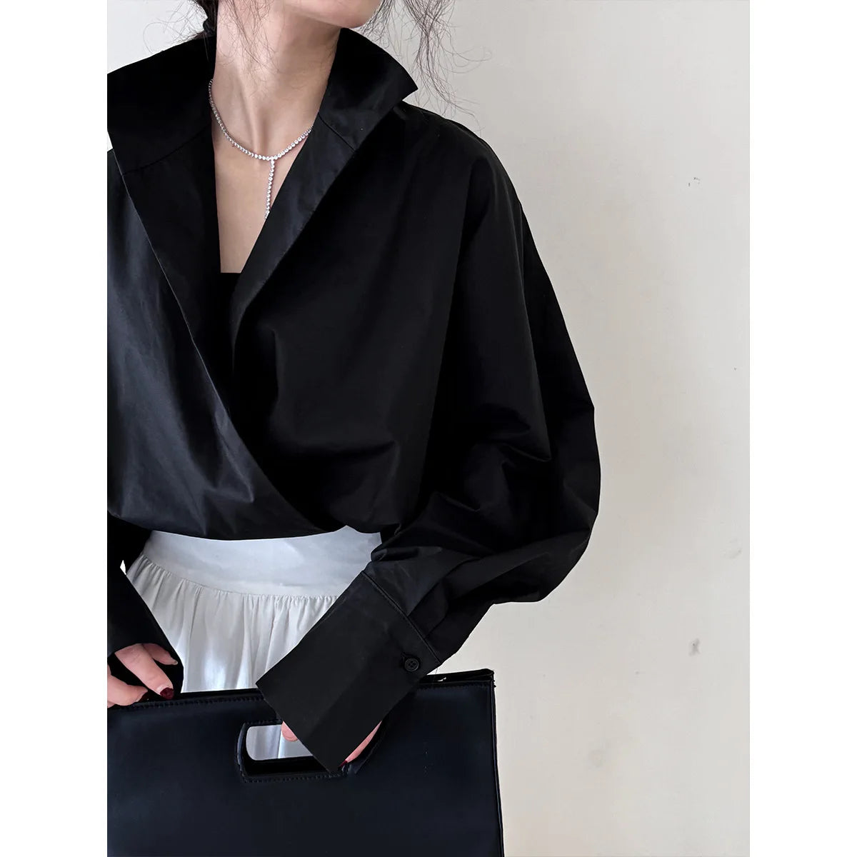 Batwing Sleeve Stand Collar Blouse
