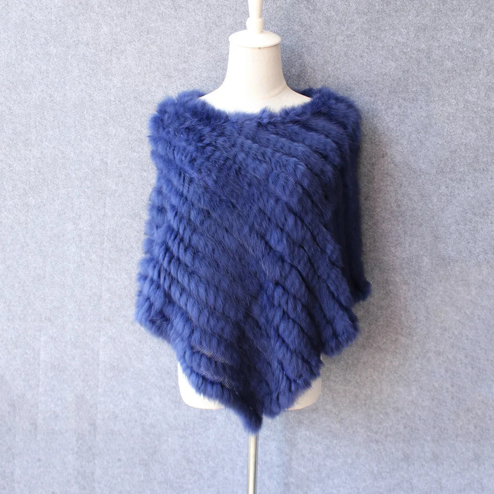 Rabbit Fur Knit Shawl Coat