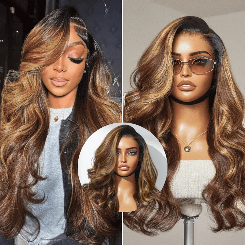 Ombre Brown Honey Blonde Body Wave Wig