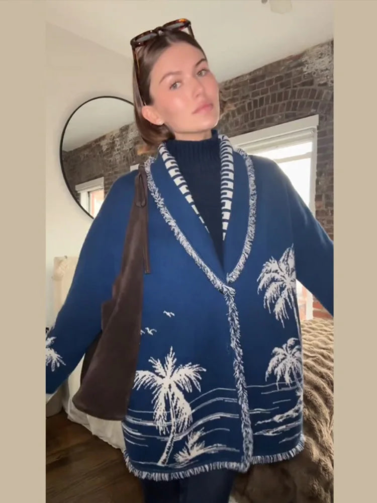 Ethnic Tassel Women 's Sweater Knitted V-neck Bandage Thicken Full Sleeve Jumper For Woman Winter Woman Coats Jacket Knitwear