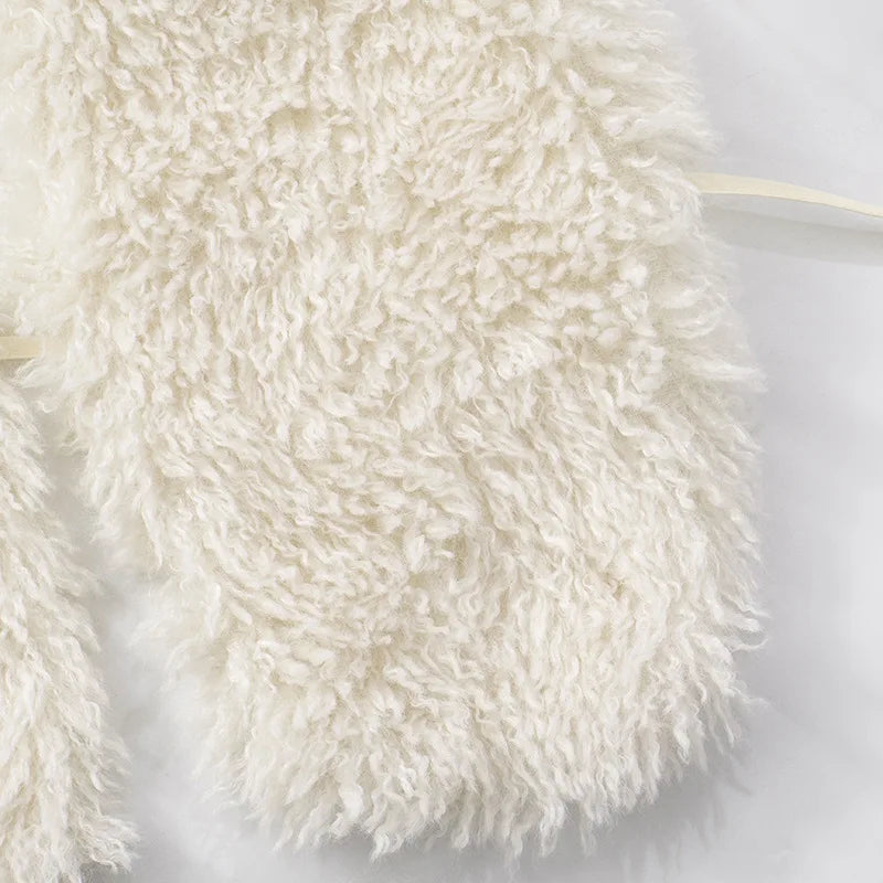 FAGADOER Sexy Fur Patchwork Woman 2 Piece Set Outfit Deep V Backless Lace Up Crop Top + Leopard Print Pants Female Streetwear