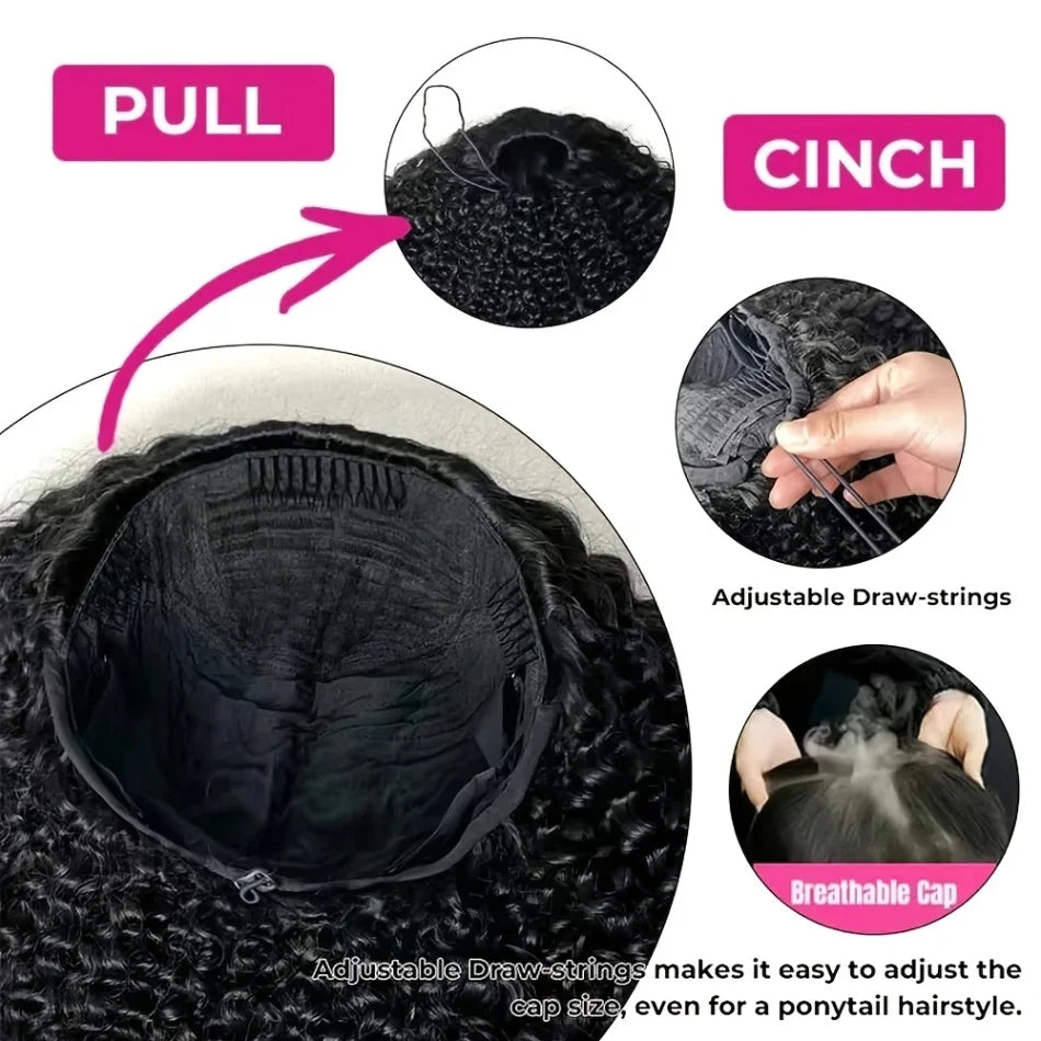 Seamless Curly Human Hair Glueless Half Wig for Women