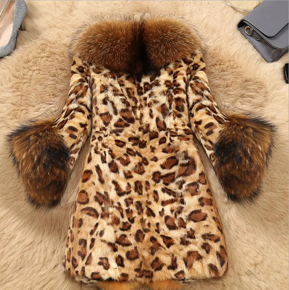 Soft Classic Mid Length V Neck Faux Fur Coat For Women