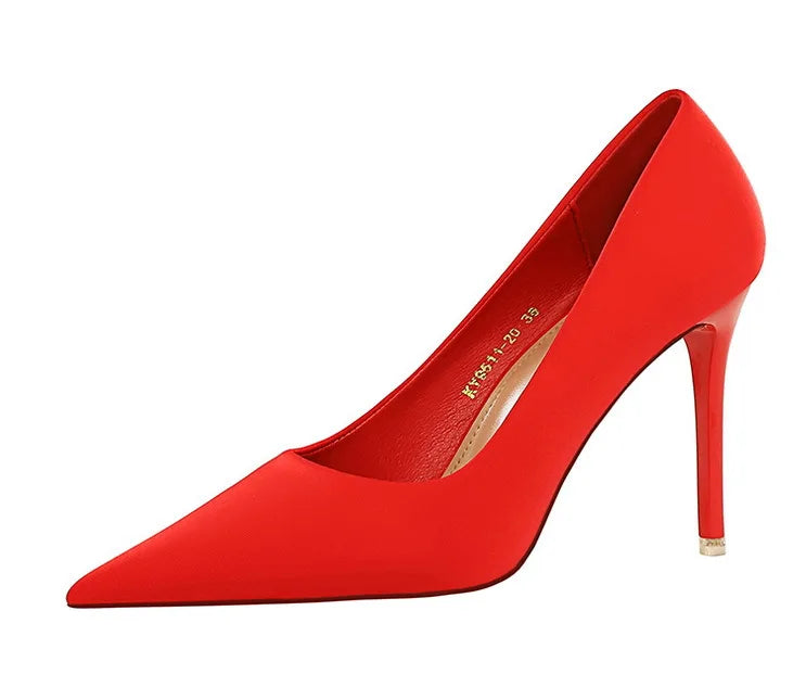 Elegant Purple Satin High Heel Stiletto Pumps for Women