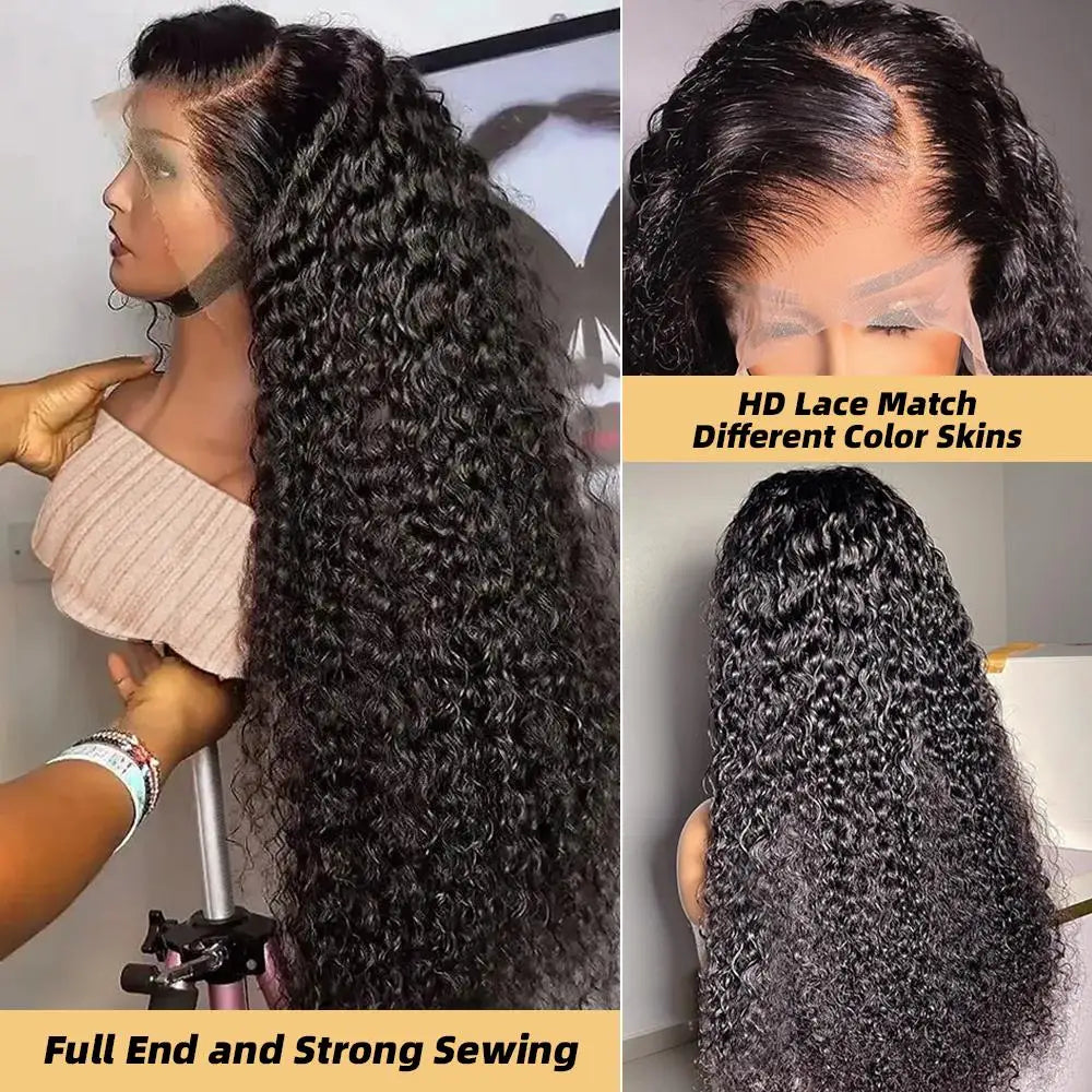 Natural Deep Wave Lace Frontal Human Hair Wig For Women