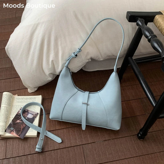 Solid Color Faux Leather Hobo Bag