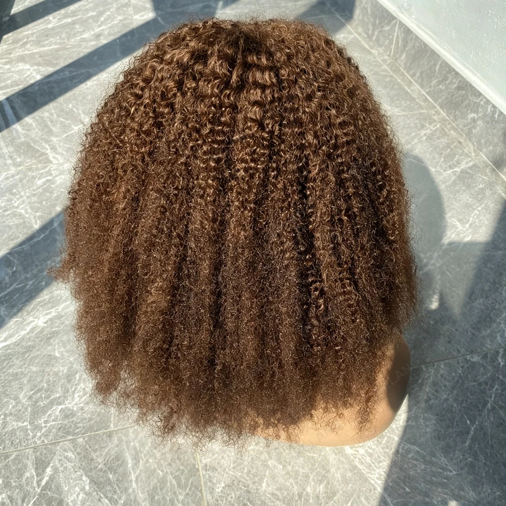 Glueless Short Afro Kinky Curly Bob Human Hair Wig for Women