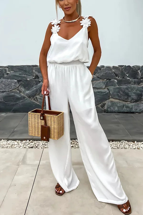 2024 Ladies Off Shoulder Sleeveless Jumpsuit Summer Women Casual Solid Rompers Streetwear Long Playsuits Overalls With Pockets