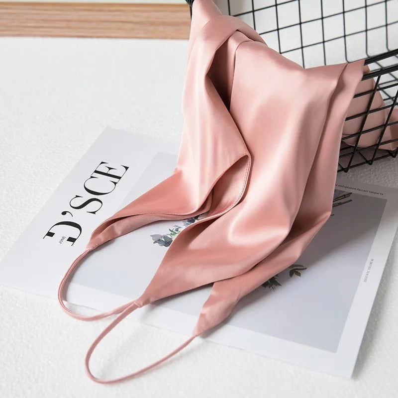 Elegant Satin Halter Neck Sleeveless Crop Top for Women