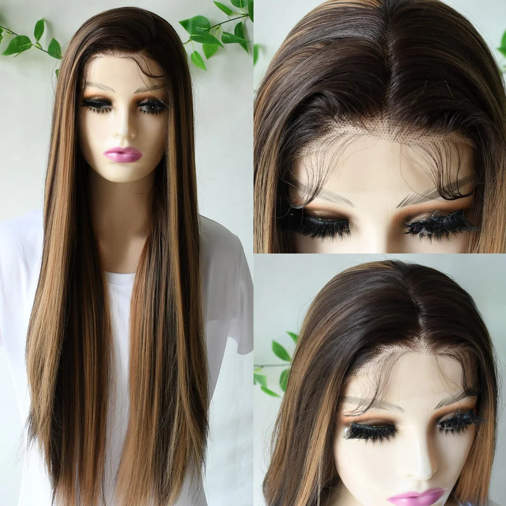 Grey Straight Lace Front Wig With Preplucked Hair for Women
