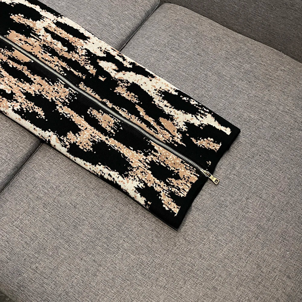 Leopard Print Long Sleeve Sheath Dress