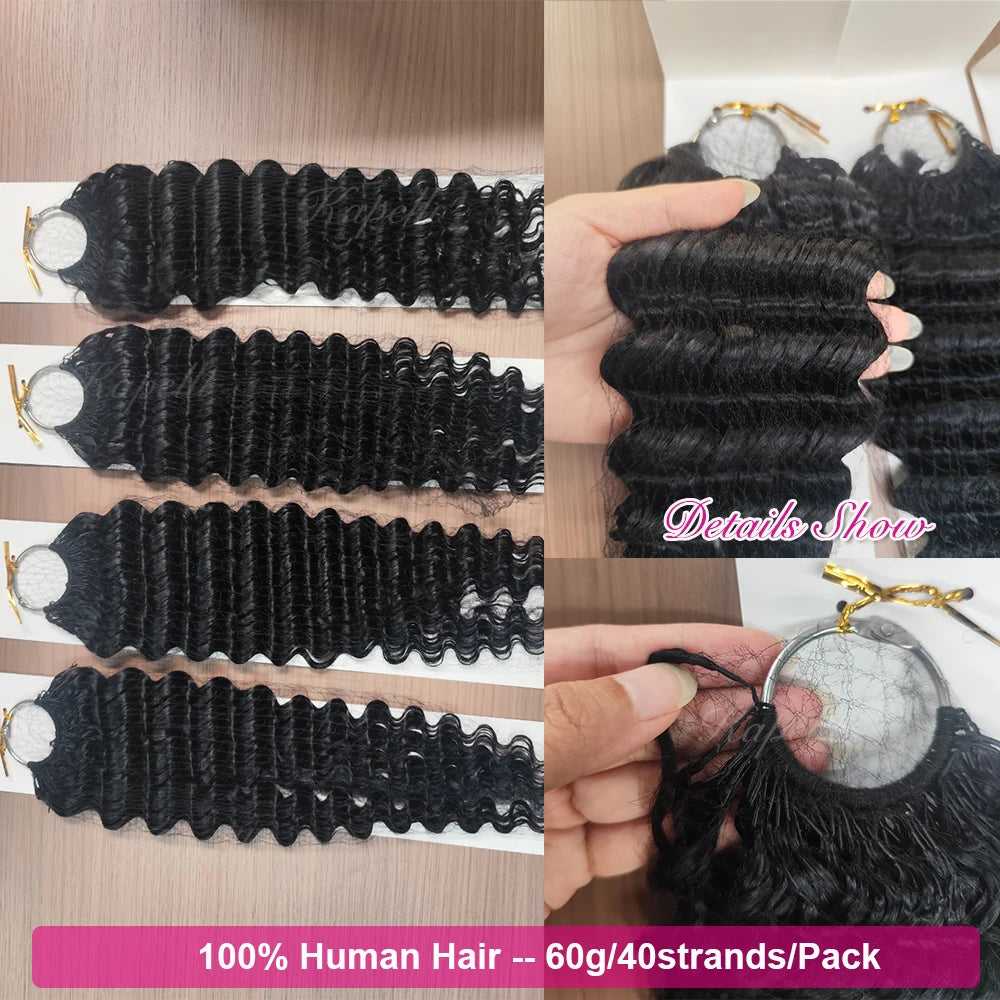 Pre-Divided Deep Wave Human Hair Crochet Extensions for Women