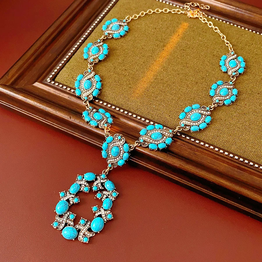Blue Cross Necklace And Earrings Set