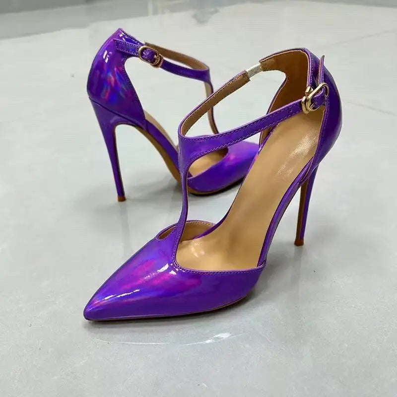 Elegant Purple Pointed Toe Stiletto Heel Sandals for Women