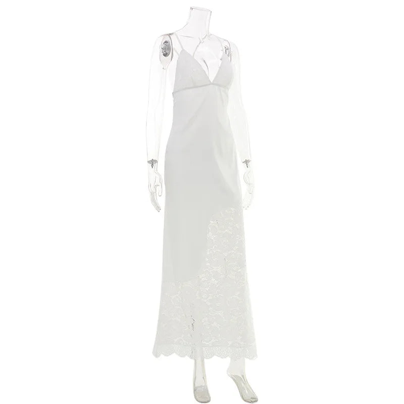 Elegant Lace Up Backless Maxi Evening Dress for Women