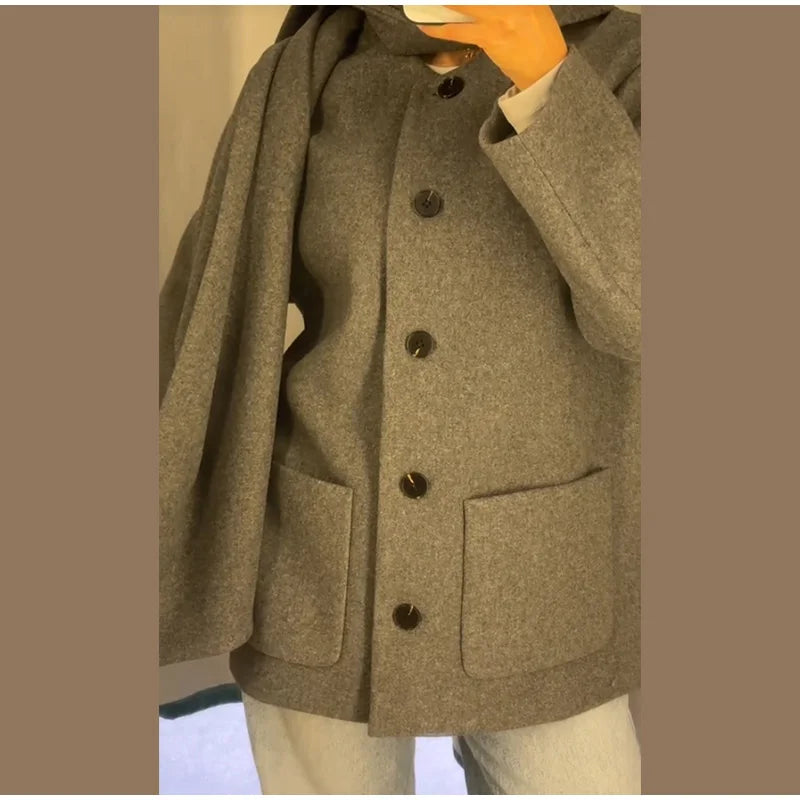 Classic Long Trench Coat With Detachable Scarf for Women