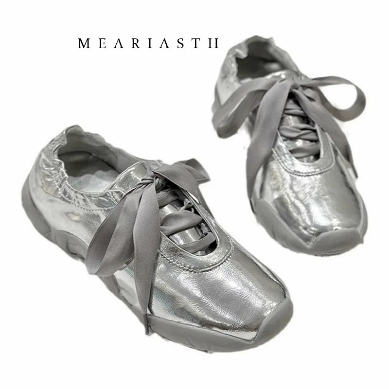 Round Toe Soft Sole Lace Up Casual Ballet Flats For Women