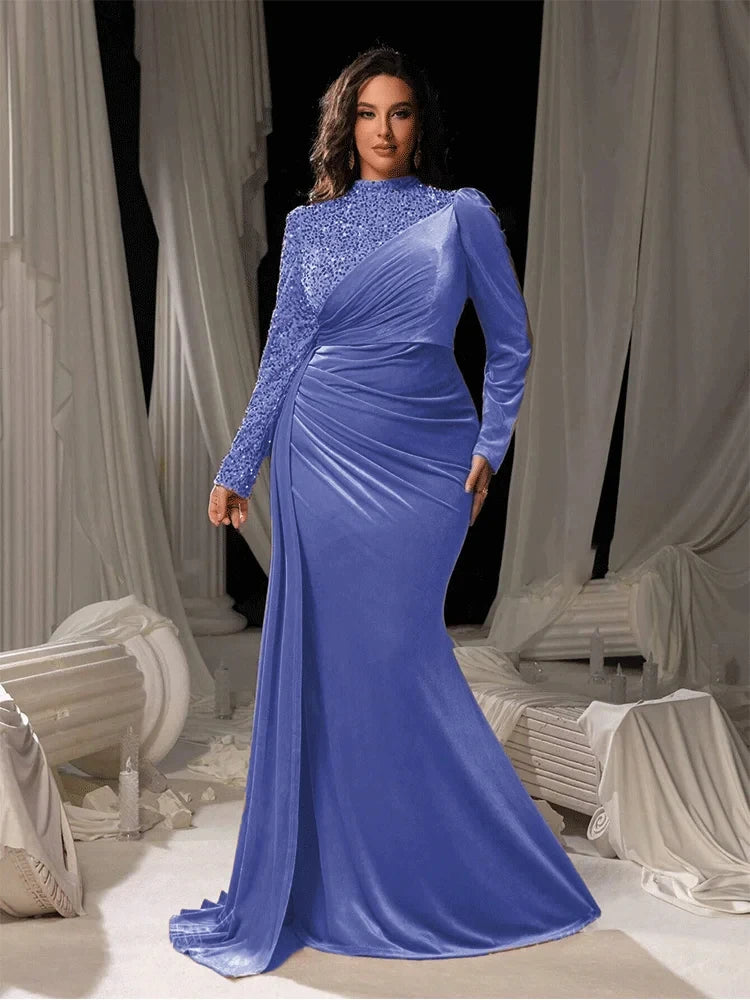 Plus Size Velvet Multicolor Dress