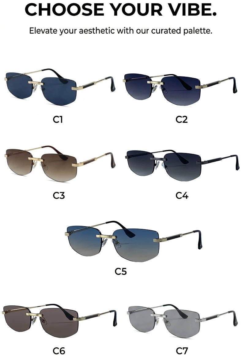 Rimless Geometric Fashion Sunglasses
