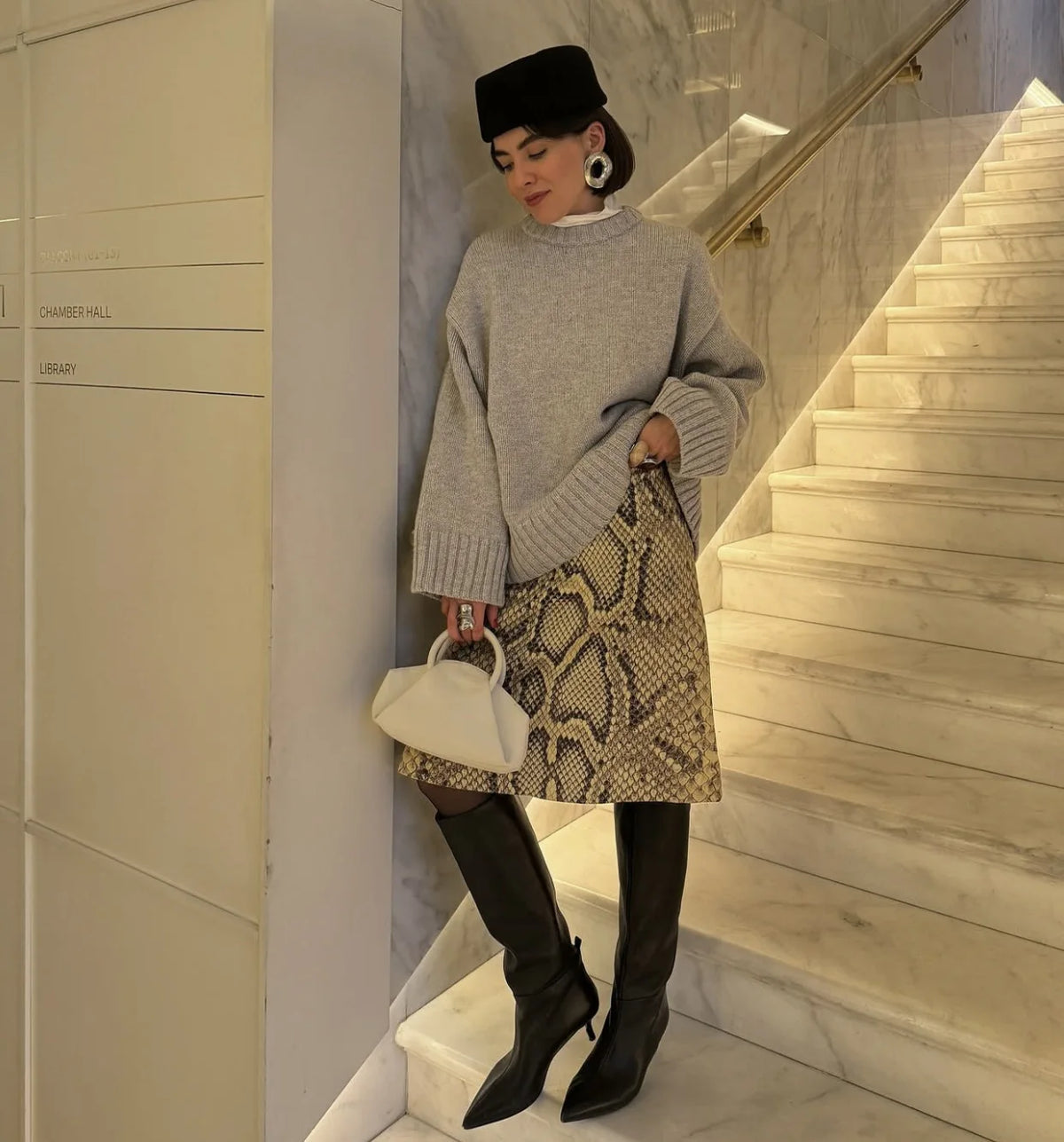 Snake Print High Waist Slim Fit Midi Skirt for Women