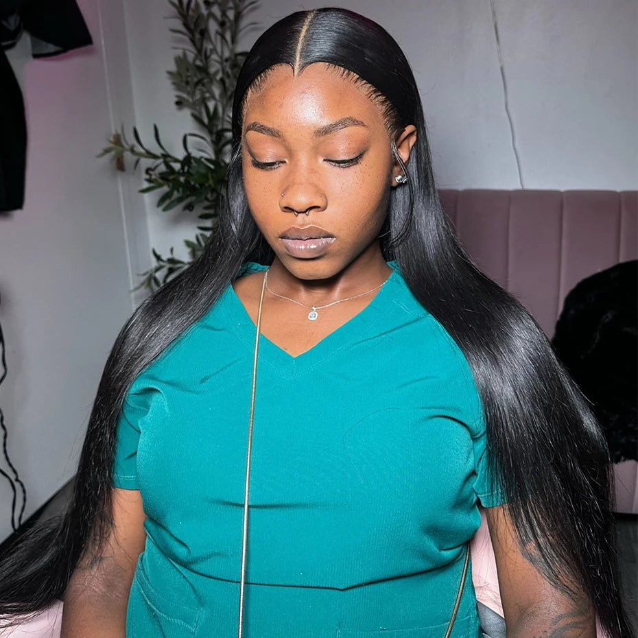 Pre Plucked Bone Straight Human Hair Lace Front Wig For Women