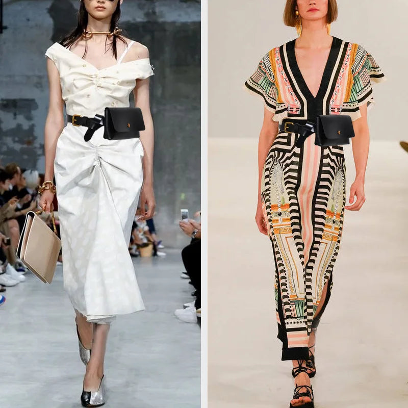 Minimalist Genuine Leather Waist Bag With Belt for Women