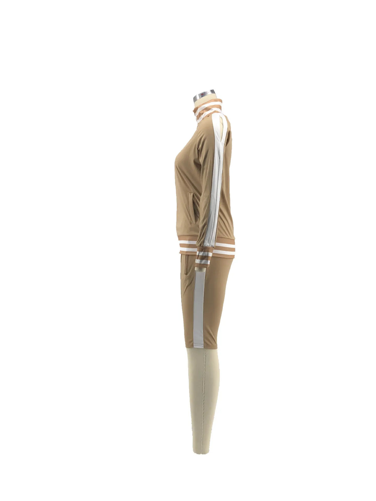 Casual Cold Shoulder Zipper Tracksuit Set for Women