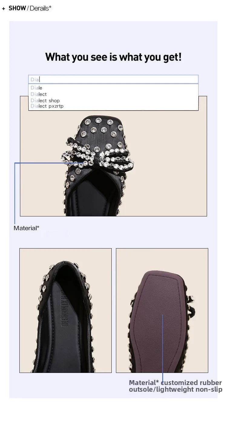 Elegant Rhinestone Bowknot Mary Jane Shoes For Women