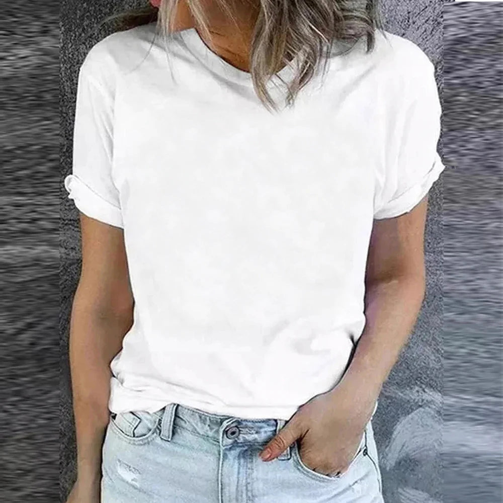 Oversized 100% Cotton Women Tops 2025 Summer Casual Short Sleeve T-shirt Tee Solid Pullover Korean Blouse Shirts Female Clothing