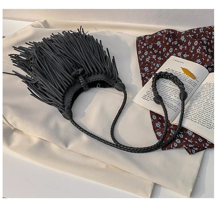 Double-Sided Tassel Design Crossbody Bag for Women