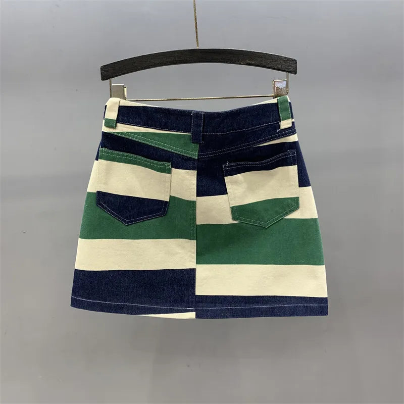 Floral Print High Waisted Denim Mini Skirt for Women