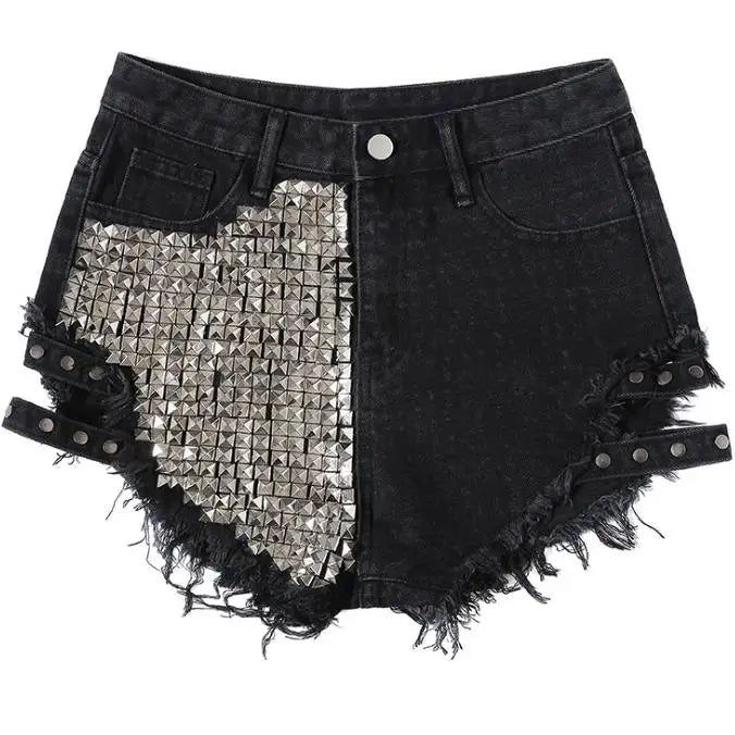 Relaxed Fit High Waisted Denim Shorts With Tassel Accents For Women