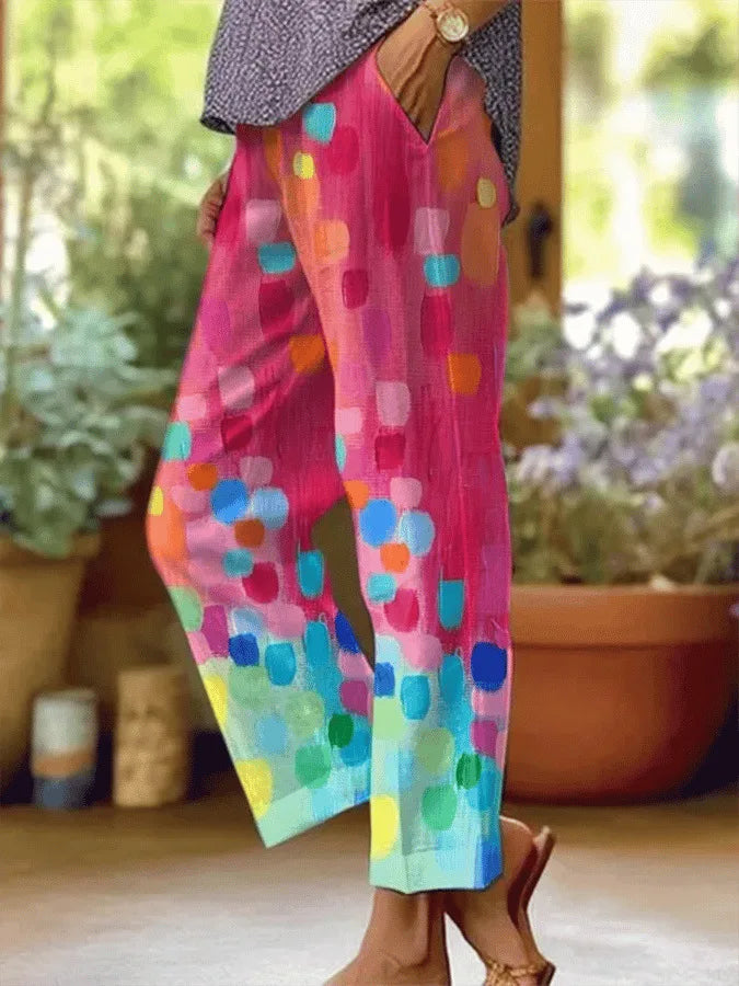 Elegant Printed Loose Ankle-Length Casual Pants for Women
