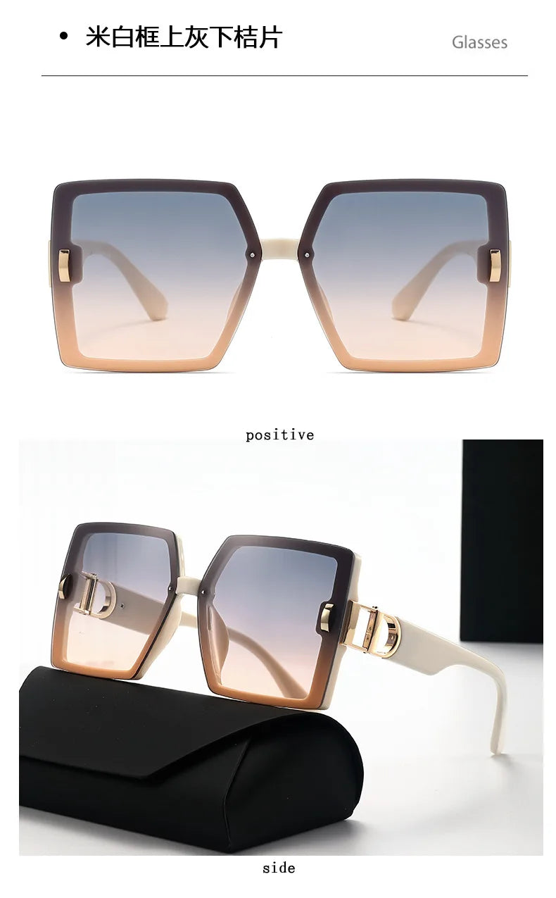 Oversized D-Shaped UV400 Fashion Sunglasses for Women