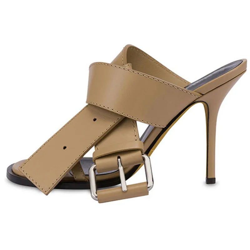 Rhinestone Butterfly Big Buckle High Heel Sandals for Women