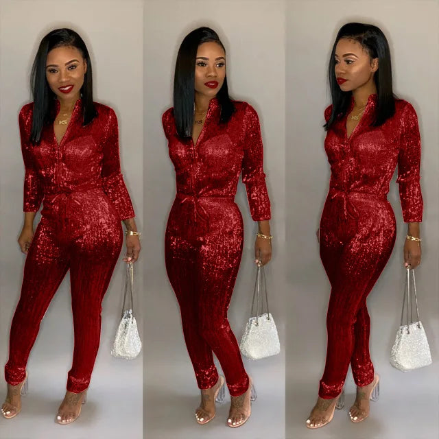 Elegant Silver Metallic Zippered Club Jumpsuit For Women