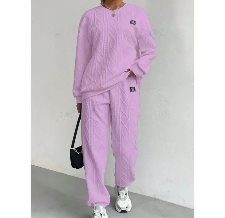 Casual Two Piece Sets Womens Outifits Streetwear Autumn and Winter 2024 New Long Sleeved Round Neck Hoodie and Y2k Pants Suit