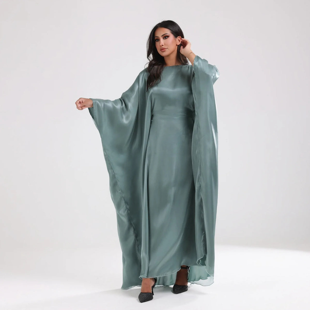 Shiny Loose Ankle-Length Kaftan Maxi Dress for Women