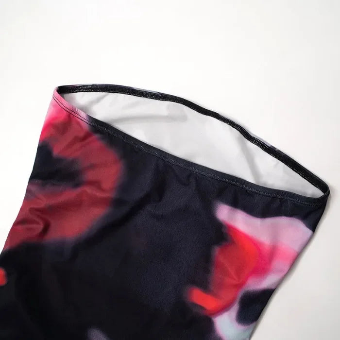 Short Dress for Women Streetwear Fashion Sexy Tight Fitting Backless Skirt Print Strapless Sleeveless Dresses Summer 2025 New