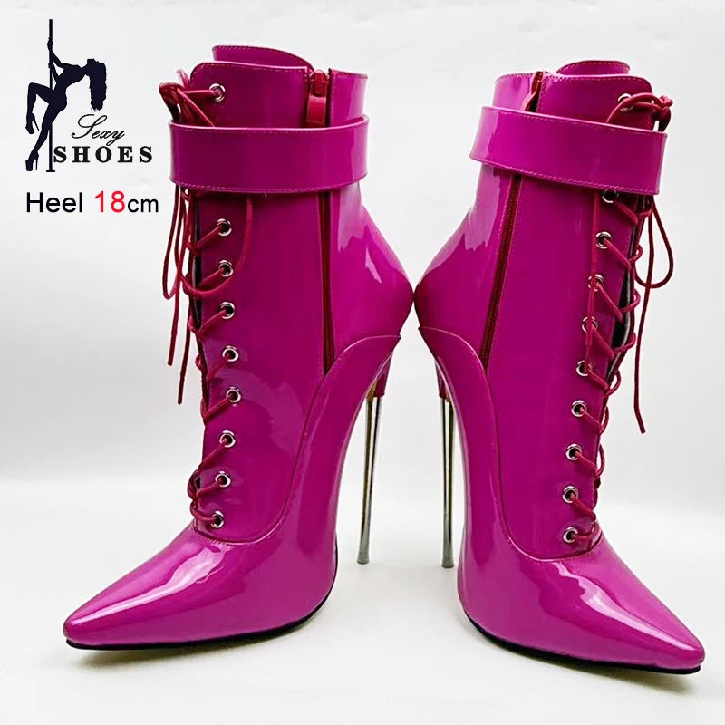 Sexy Pointed Toe Ankle Boots with Strap Wrap for Women