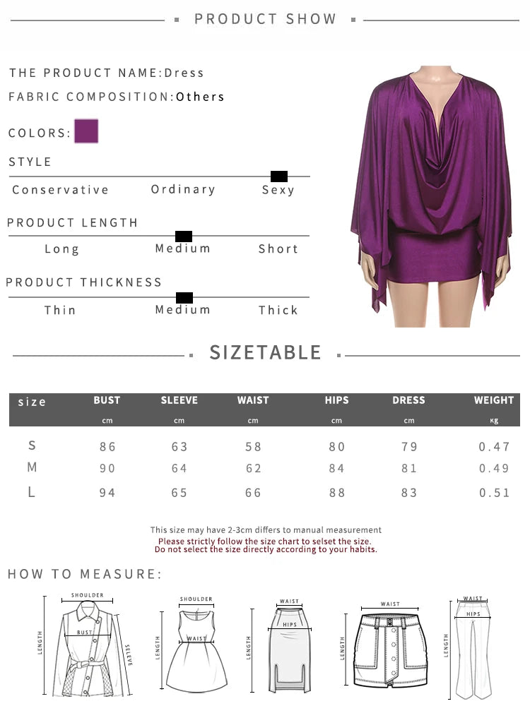 Satin Deep V Neck Mini Dress With Long Sleeves for Women