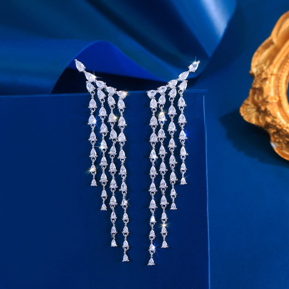 Long Cubic Zirconia Drop Earrings
