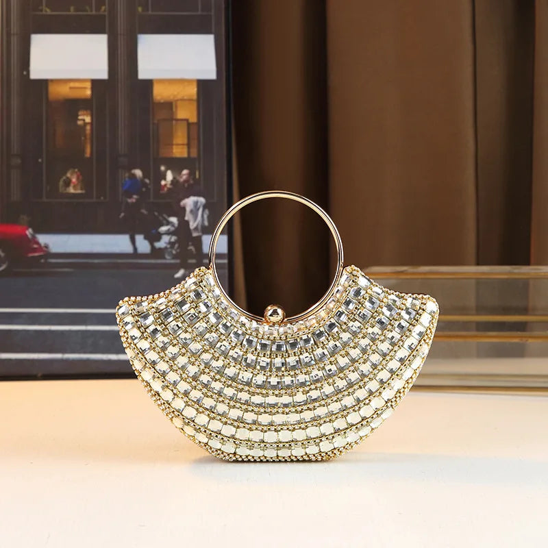 New Evening Women's Bag Luxury Brand Diamond-encrusted Sparkling Dinner Party Handbag Diamond-encrusted Women's Shoulder Bag