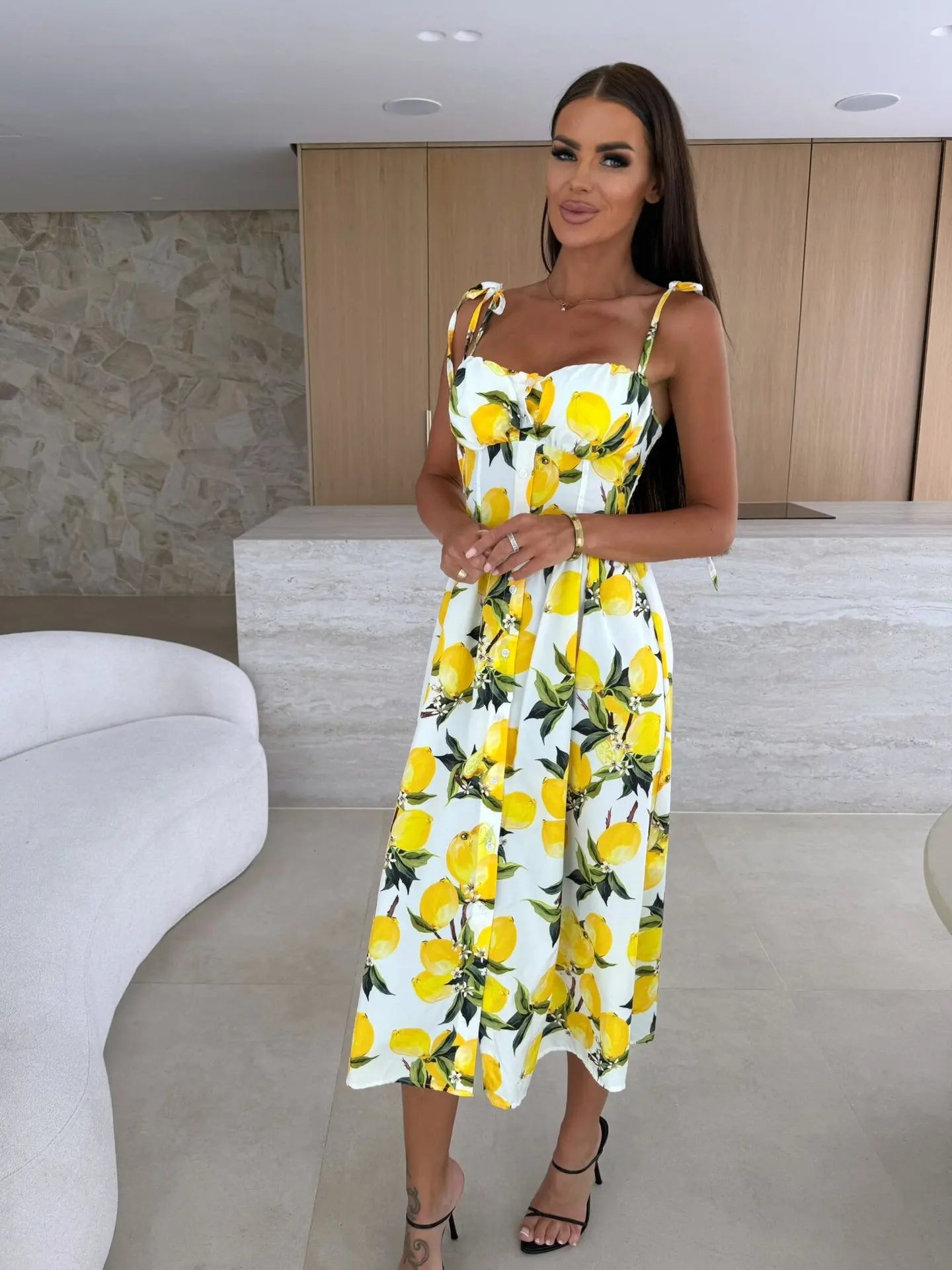Boho Print Sleeveless A-Line Casual Midi Dress for Women