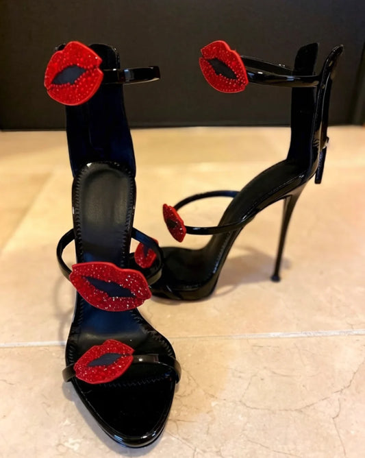 Patent Leather Stiletto Lip Sandals