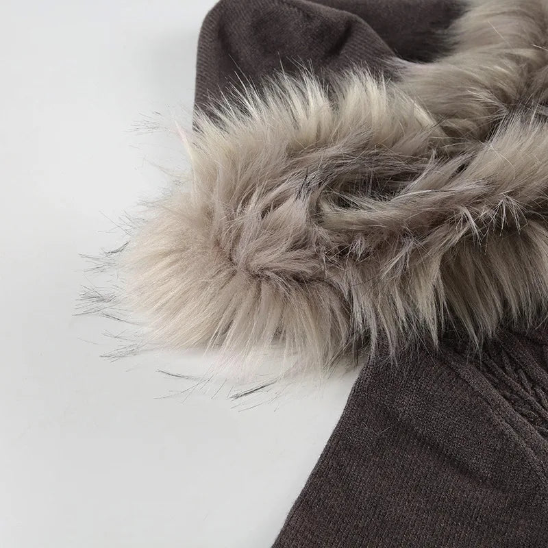 Spicy Girl Style, Furry Combination, Hoodie Zipper Sweater Cardigan, Women's Slimming And Shaping, Versatile Casual Coat