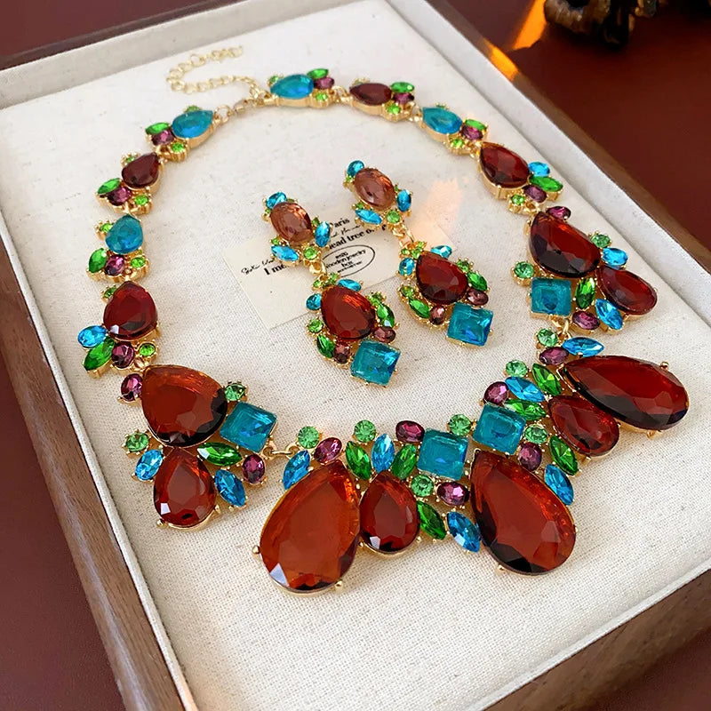 Rhinestone Choker and Earring Set