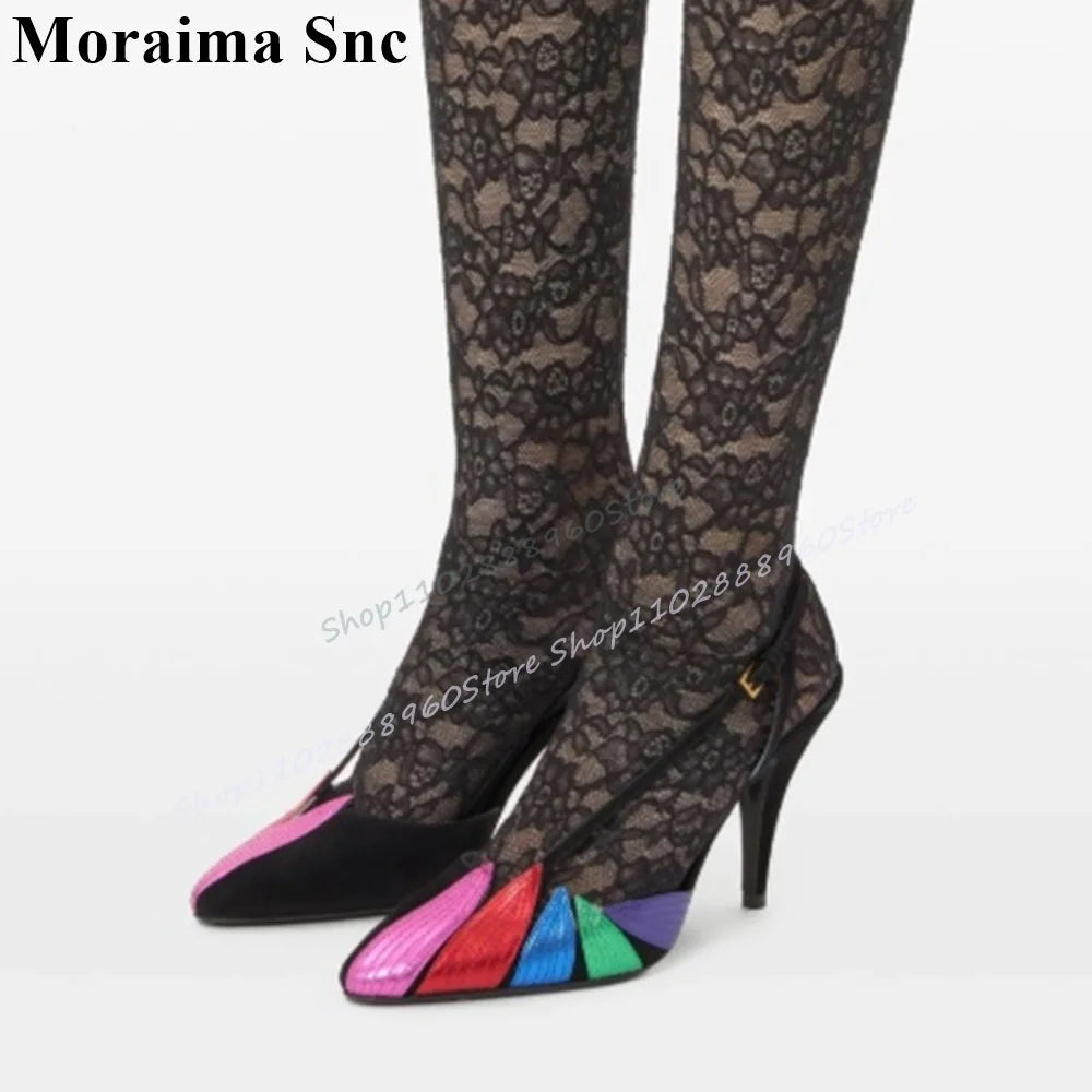 Metallic Slingback Pointy Toe Buckle Strap Sandals For Women