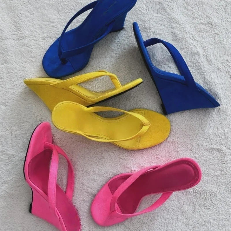 Comfortable Candy Color High Wedge Sandals For Women