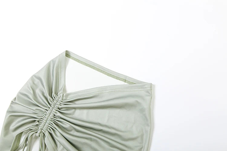 Sisterlinda Sexy Fashion 2 Piece Set Woman Tie-Dye Design Backless Hooded Bodysuits+Shirring Ruched Skirts Midnight Club Outfits